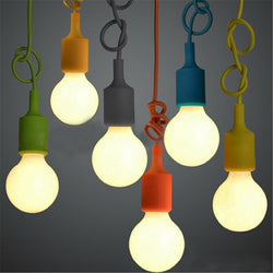 E27 E26 Socket Chandelier Light Fixture Hanging Line Colorful Silicone Rubber Ceiling  Light Lamp Base Holder