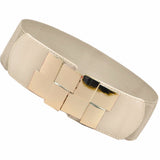 Women Sexy Belt Gold Metal Bling Mirror Plate Waist Stretch Elastic Band Elastic Stretch Waistband Waist Belt Accessories