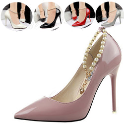 2016 New Sexy High Heels Shoes Fashion Pearl Diamond Women High Heels Pumps Shoes Elegant Women Pointed Toe Party Shoes