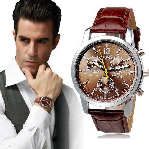 Direct Selling Alloy Casual New Brand Men Watch Relogio Masculino High Quality Pu Quartz Analog Wrist Watches 2016 #YSQ