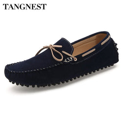 Tangnest Men Flat Shoes 2017 New Square Toe Men Loafers Soft Leather Comfortable Men Shoe Driving Shoes Man Size 39~47 XMR1675