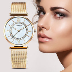 SINOBI Fashion Bling Quartz Watches Women's Gold Top Luxury Brand Diamond Clock Female Geneva Quartz Clock Ladies Wristwatch