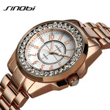 Bling Rhinestone SINOBI Luxury steel Quartz Watch Women Clock female Ladies Dress Wristwatch Gift Silver Gold 2016 relojes mujer
