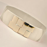 Women Sexy Belt Gold Metal Bling Mirror Plate Waist Stretch Elastic Band Elastic Stretch Waistband Waist Belt Accessories