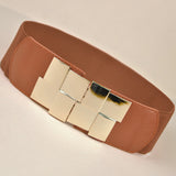 Women Sexy Belt Gold Metal Bling Mirror Plate Waist Stretch Elastic Band Elastic Stretch Waistband Waist Belt Accessories