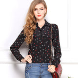 CD29 White Black Long Sleeve Women's Blouses&Shirts Kiss Red Lip Print Casual Tops Loose Plus Size Lady Button Leopard Blusas