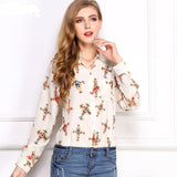 CD29 White Black Long Sleeve Women's Blouses&Shirts Kiss Red Lip Print Casual Tops Loose Plus Size Lady Button Leopard Blusas