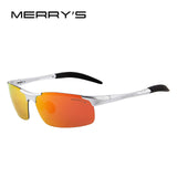 MERRY'S Men Polarized Sunglasses Aviation Aluminum Magnesium Sun Glasses For Fishing Driving Rectangle Rimless Shades S'8277