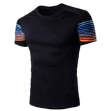 2017 New Men Print T Shirt Men Summer Casual O Neck Short Sleeve Striped Tops Tees Slim Fit Male T-Shirts