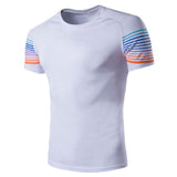 2017 New Men Print T Shirt Men Summer Casual O Neck Short Sleeve Striped Tops Tees Slim Fit Male T-Shirts