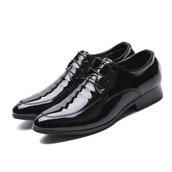 Luxury Men's Business Casual Shoes,Fashion Soft Patend Leather Men Dress Shoes,Classic Gentleman Lace-up Oxford Shoes Flats