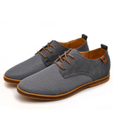 Tangnest Suede Leather Men Shoes 2017 New Breathable Lace Up Flats Solid Plain Oxfords Man Mesh Casual Shoes Big Size 47 XMR2113