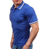 2017 Brand New Fashion Men's T-shirt Summer Style Turn-down Collar Short Sleeve Solid Tops Male Casual Slim Fit Shirts Camiseta