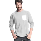 2017 Fashion Brand New Men Clothes Long Sleeve Slim Fit Tops Male Cotton Patchwork Pockets T-Shirt Casual Tee Shirts Plus Size