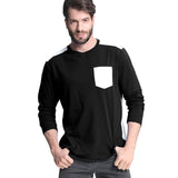 2017 Fashion Brand New Men Clothes Long Sleeve Slim Fit Tops Male Cotton Patchwork Pockets T-Shirt Casual Tee Shirts Plus Size