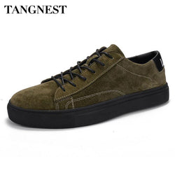 Tangnest Brand Suede Leather Casual Men Shoes NEW Summer Lace Up Flats Men Fashion Youth Rubber Shoes 5 Colors Oxfords XMR2614