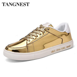 Tangnest 2017 Spring Man Bling Flats Lace-Up Round Toe Solid Shallow Round Toe Solid Man Shoes Fashion Casual Man Shoes XMR2549