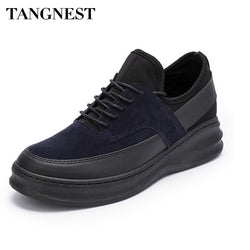 Tangnest Men Shoes 2017 Autumn Newest Fashion British Style Mens Shoes Height Increasing Man Flat Platform Shoe 3 Colors XMR2105