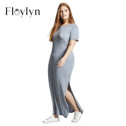 Floylyn Plus Size Women Casual Women Split Dress