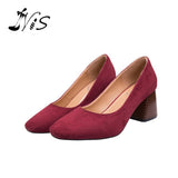 NIS 2017 Pointed Toe Hoof Heels Women Shoes Concise Woman Pumps  Office Lady Faux Suede Thick Heels Party Bridesmaid Shoes