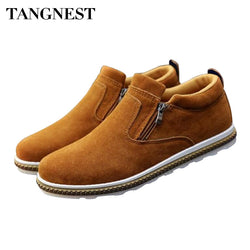 Tangnest  Fashion Autumn Men Shoes New 2017 Man Casual Suede Flats Shoes Solid Zip Men Shoe British Style Ankle Boots XMR2152