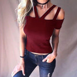 CELMIA 2017 Summer Women Sexy Off Shoulder Blouses Shirts Hollow Out Short Sleeve Slim Fitted Solid Tops Tee Plus Size Blusas