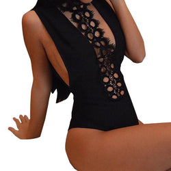 Fashion Rompers womens jumpsuit	 2017 Women Sexy Lace Backless Jumpsuit bandage bodysuit overalls Swimsuit Bodysuit