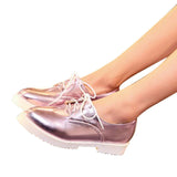 HEE GRAND Oxfords Gold Silver Low Heels Shoes Woman British Style Creepers Patent Leather Pumps Casual Women Shoes XWD4206