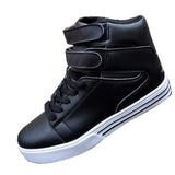 New Men's Solid PU Leather Shoes Hip Hop Men Shoes British Style High Tops Fashion Casual Shoes Lace-up Flats 4 Colors