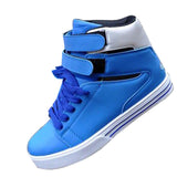 New Men's Solid PU Leather Shoes Hip Hop Men Shoes British Style High Tops Fashion Casual Shoes Lace-up Flats 4 Colors