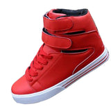 New Men's Solid PU Leather Shoes Hip Hop Men Shoes British Style High Tops Fashion Casual Shoes Lace-up Flats 4 Colors