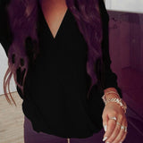 Spring 2017 Blusas Femininas Sexy Women Long Sleeve Deep V Neck Solid White Shirts Casual Loose Tops Chiffon Blouses