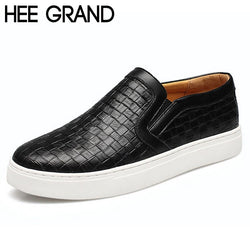 HEE GRAND Men Plaited Shoes Slip-on Casual Shoes Bright Platform Round Toe Loafers For Men XMR1303