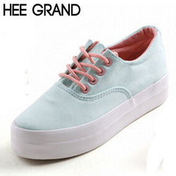 HEE GRAND Hot Thick Bottom Platform Non-slip Women Canvas Shoes Round Toe Mix Color Fashion Shoes For Women Drop Shipping 139