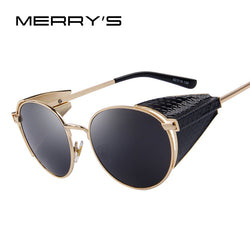 MERRY'S Men Retro Steampunk Sunglasses Women Gothic Sunglasses Coating Mirror Round Circle Lens Sunglasses UV400