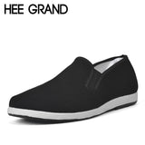 HEE GRAND Casual Men Loafers Spring Fall Round Toe Canvas Shoes For Man Slip On Black Flats Comfortable Father Men Shoes XMF403